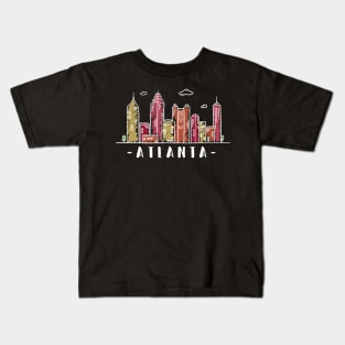 Atlanta Skyline. United States Colored Hand Drawn Style Kids T-Shirt